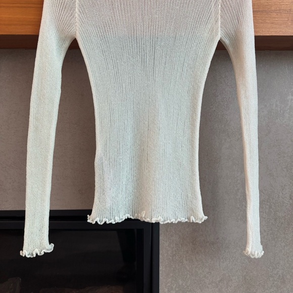 NWOT Mango White Iredescent Rainbow Metallic Mesh Long Sleeve Shirt, Size M - Picture 3 of 8